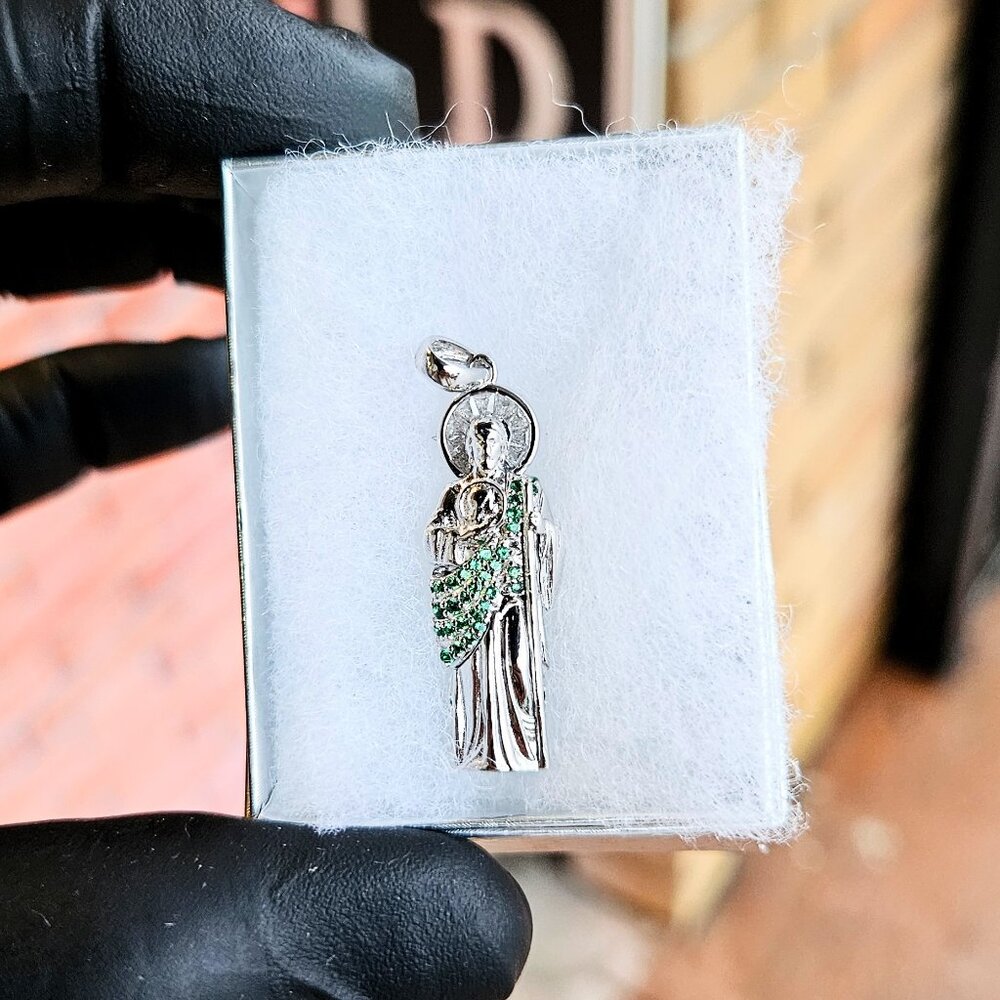925 Silver Unisex Emerald ZC  Saint Jude Pendant